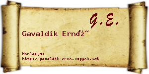 Gavaldik Ernő névjegykártya